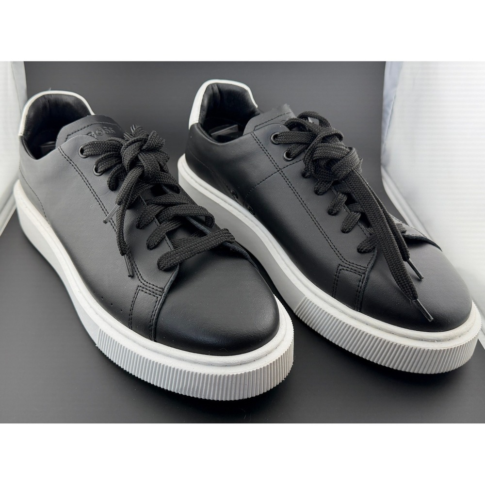 Hugo Boss Jonah Runn-Black Leather Platform Sneakers, Mens 44, US 11
